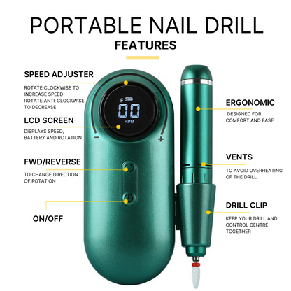 "High Precision Nail Drill, features pinpoint accuracy for nail enhancements and detailed decorative work."