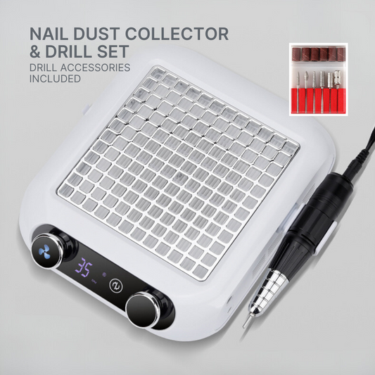 "High-Power Nail Drill Machine, equipped with multiple drill bits for diverse nail treatments, from grinding to polishing and cutting."