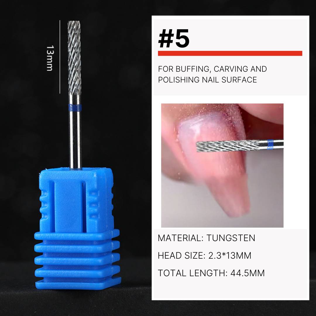 "Multifunctional Nail Drill for shaping, smoothing, and buffing, complete with an array of attachments for comprehensive nail care."