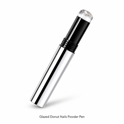 Glazed Donut Nails Powder Pen — silver chrome body, silicone applicator tip