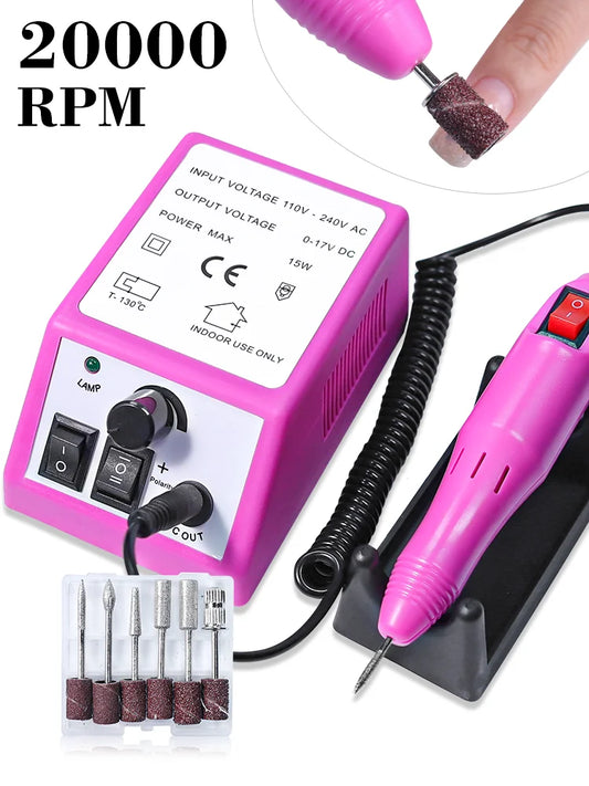 12W Electric Nail Drill Machine 20000RPM Professional Milling Cutter Sets for Manicure Gel Cuticle Remover Pedicure Tools NAILSAMI