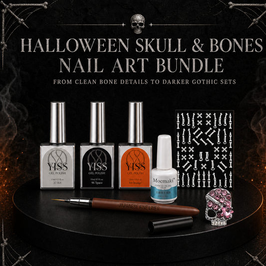 Skull & Bones Halloween Nail Art