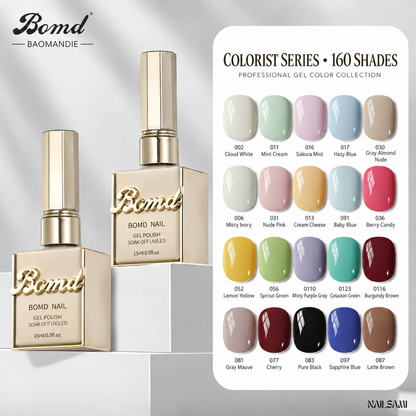 BOMD 160-Color Solid Colour Gel Polish - 15ml