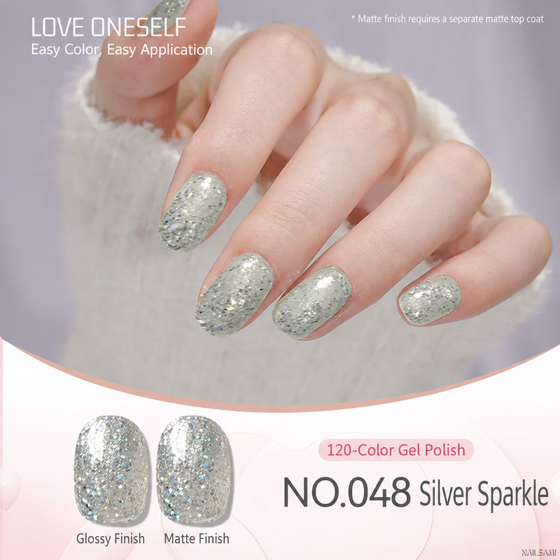 BOMD gel polish NO.048 Silver Sparkle