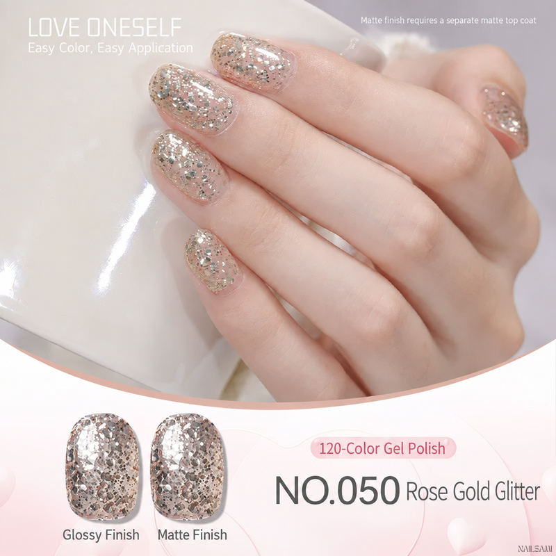 BOMD gel polish NO.050 Rose Gold Glitter