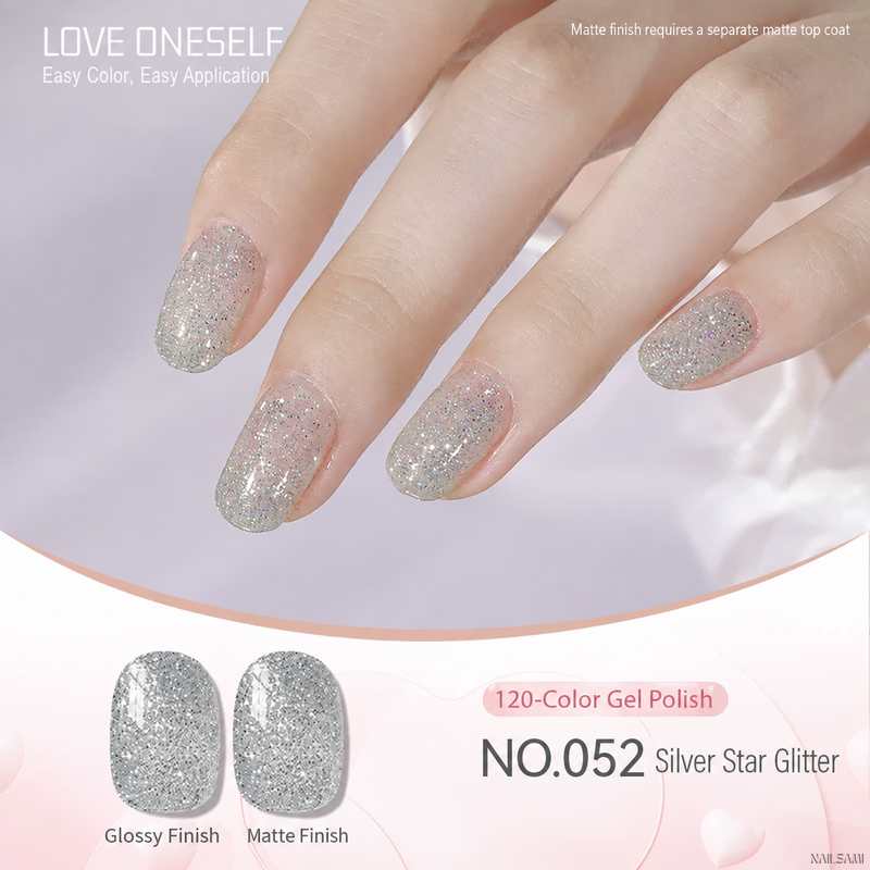 BOMD gel polish NO.052 Silver Starlight Glitter