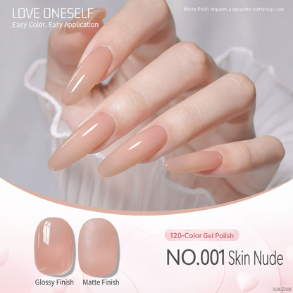 BOMD 55-shade gel polish collection represented by NO.001 Skin Nude