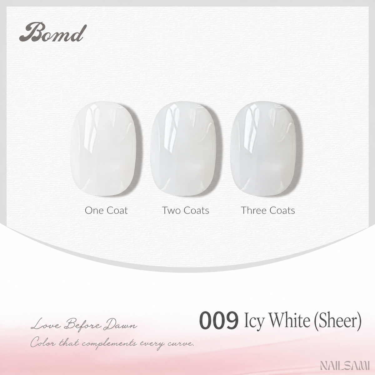BOMD 68-Color #009 Icy White (Sheer) gel polish