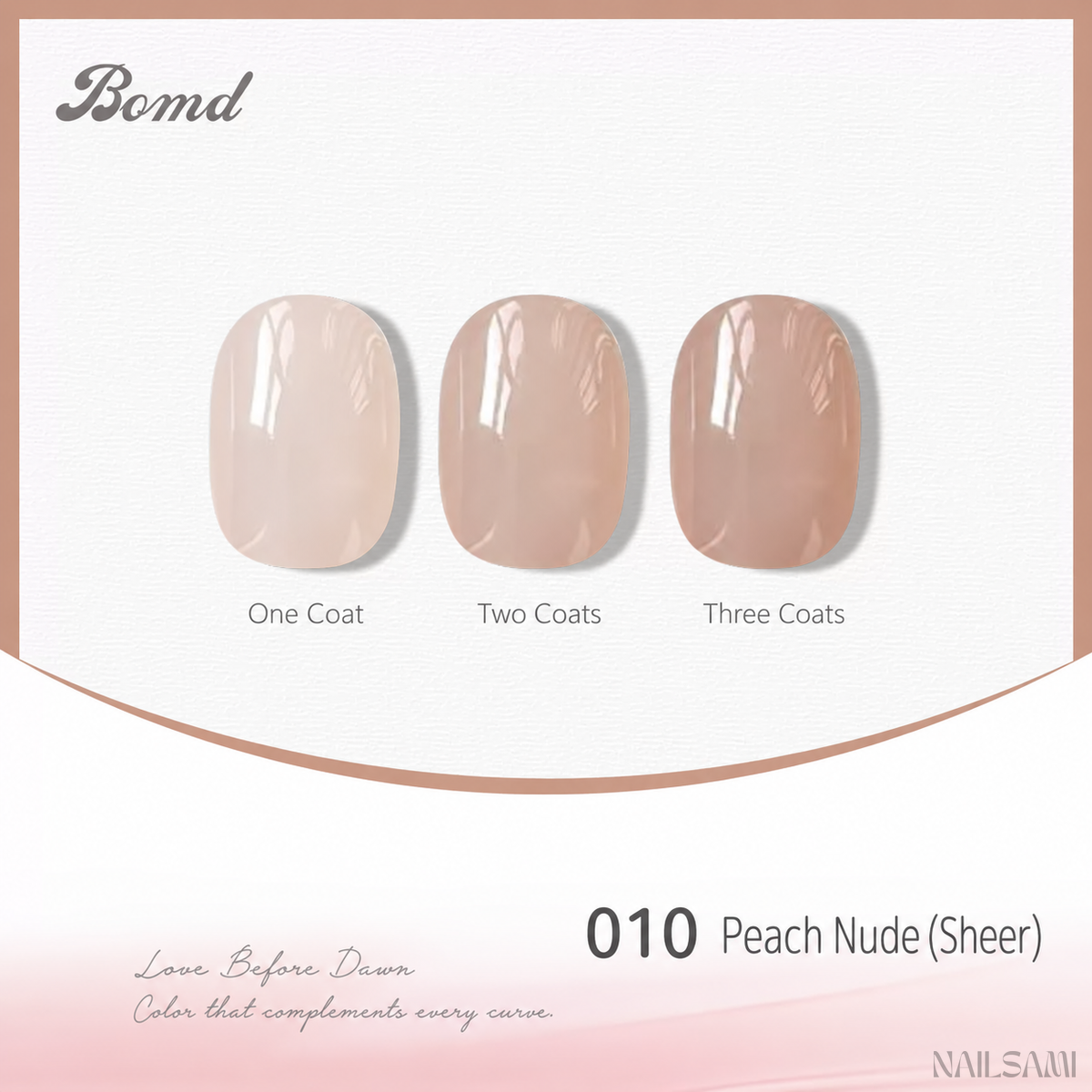 BOMD 68-Color #010 Peach Nude (Sheer) gel polish
