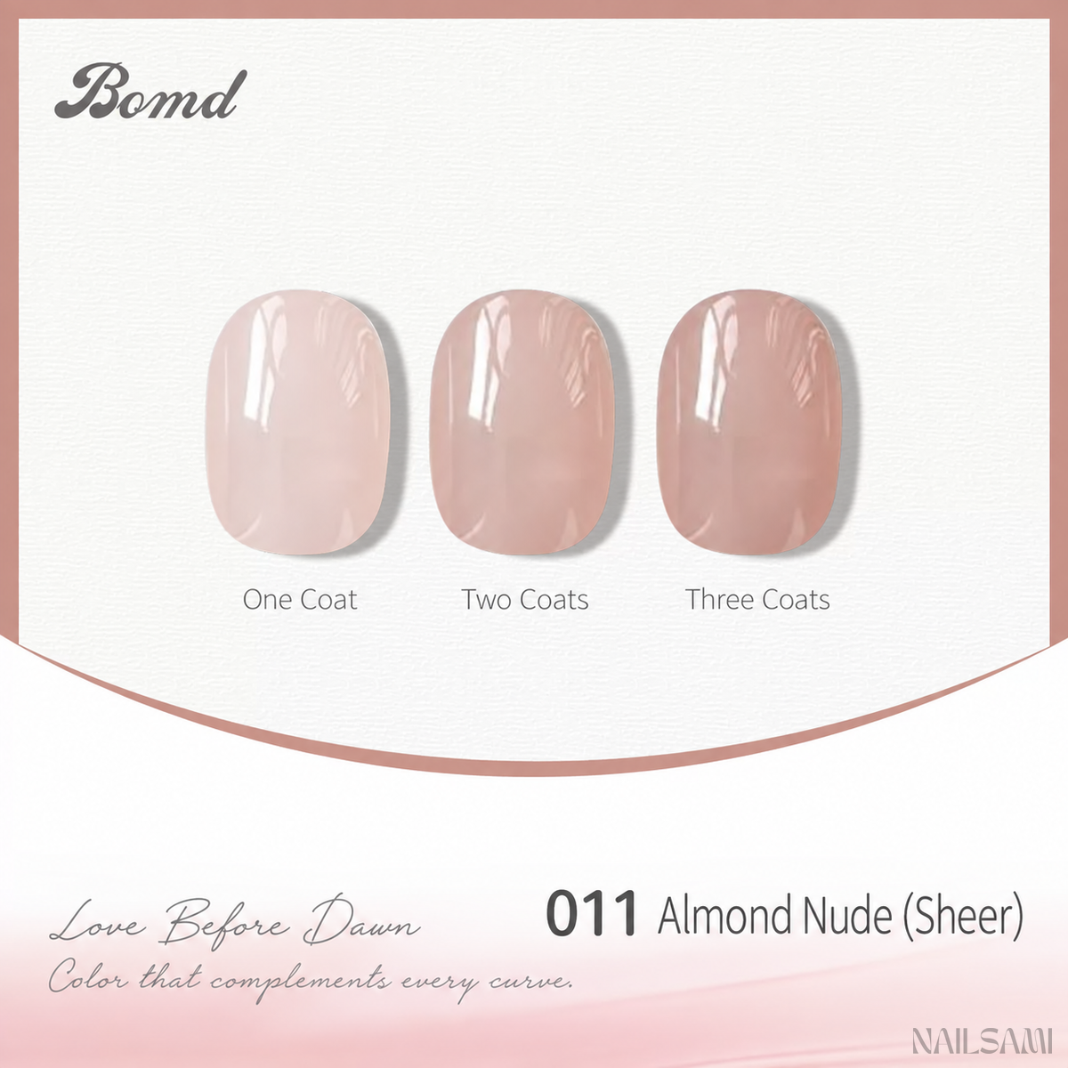 BOMD 68-Color #011 Almond Nude (Sheer) gel polish
