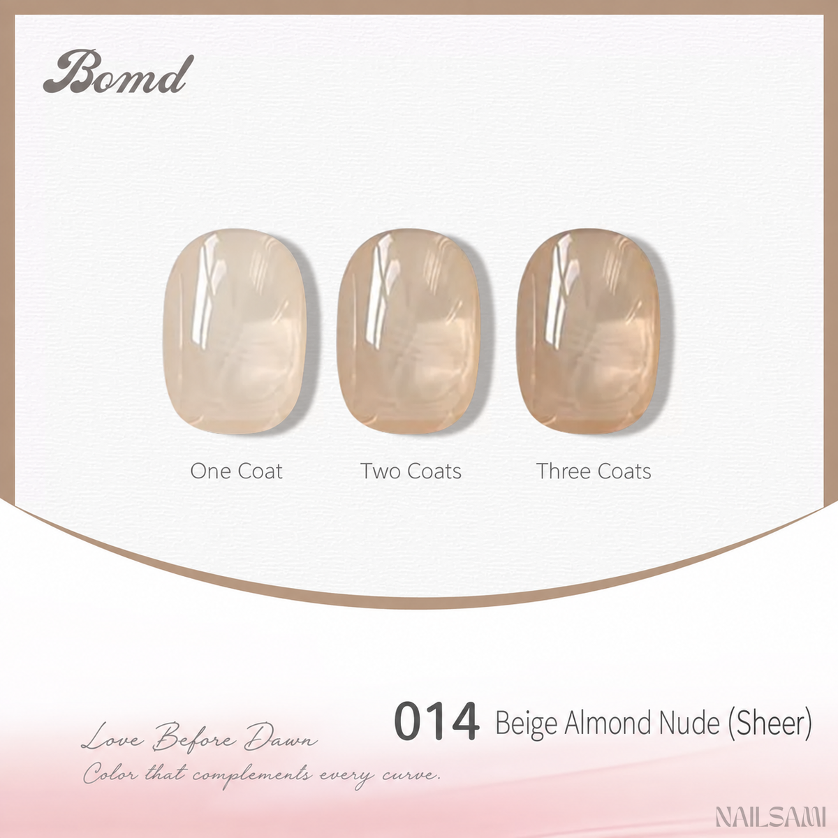 BOMD 68-Color #014 Beige Almond Nude (Sheer) gel polish