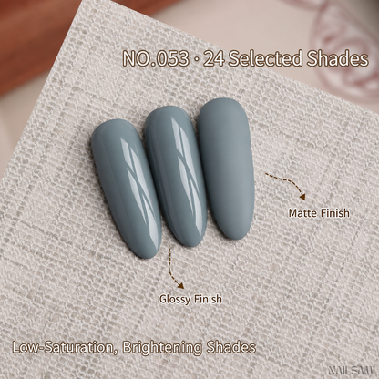 BOMD Autumn Winter E053 Muted Blue Grey solid gel polish swatch