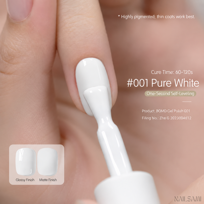 BOMD Colorist #001 Pure White solid colour gel polish