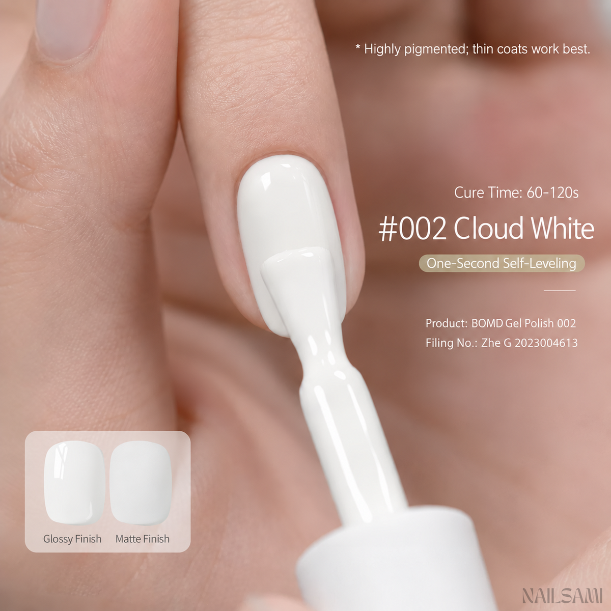BOMD Colorist #002 Cloud White solid colour gel polish