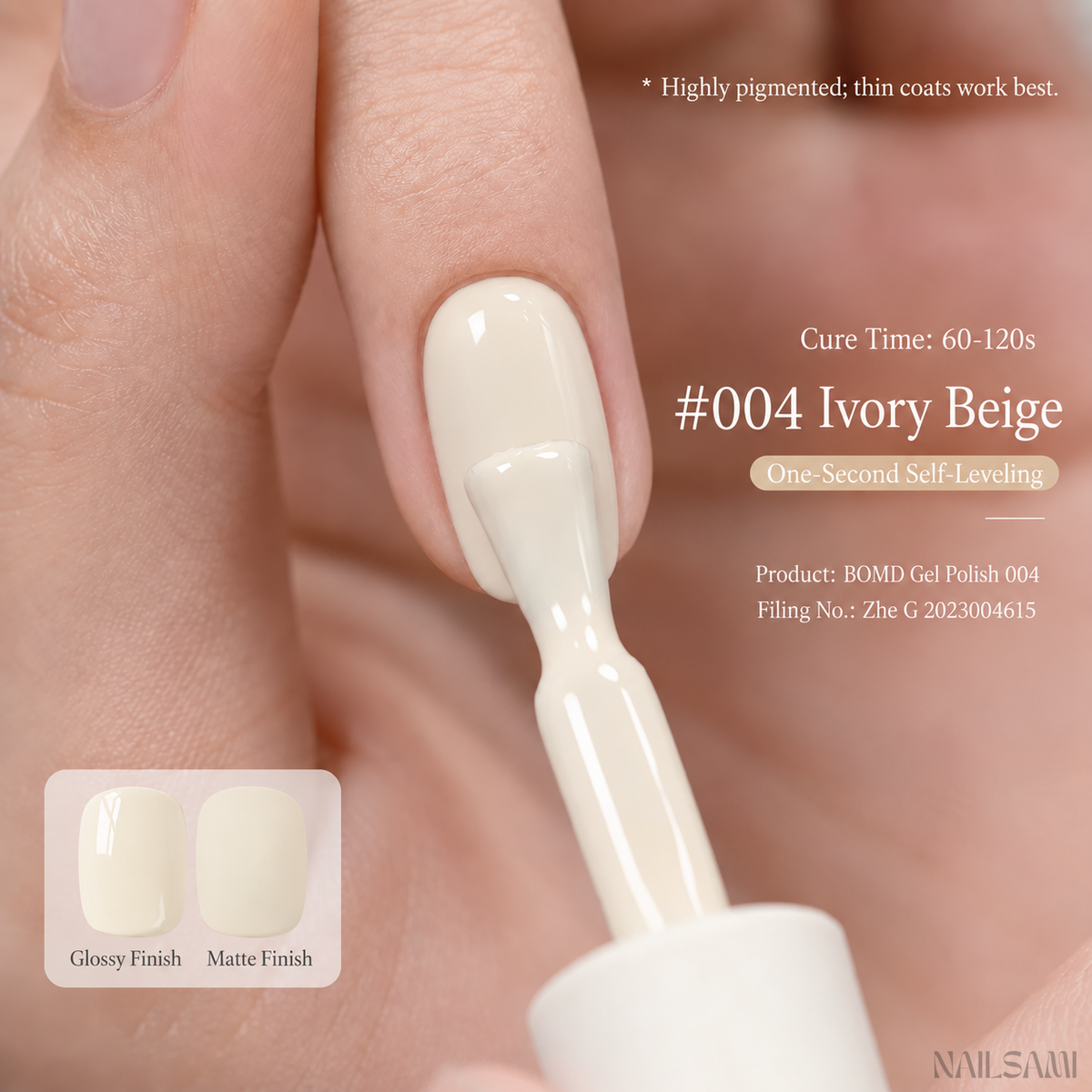 BOMD Colorist #004 Ivory Beige solid colour gel polish