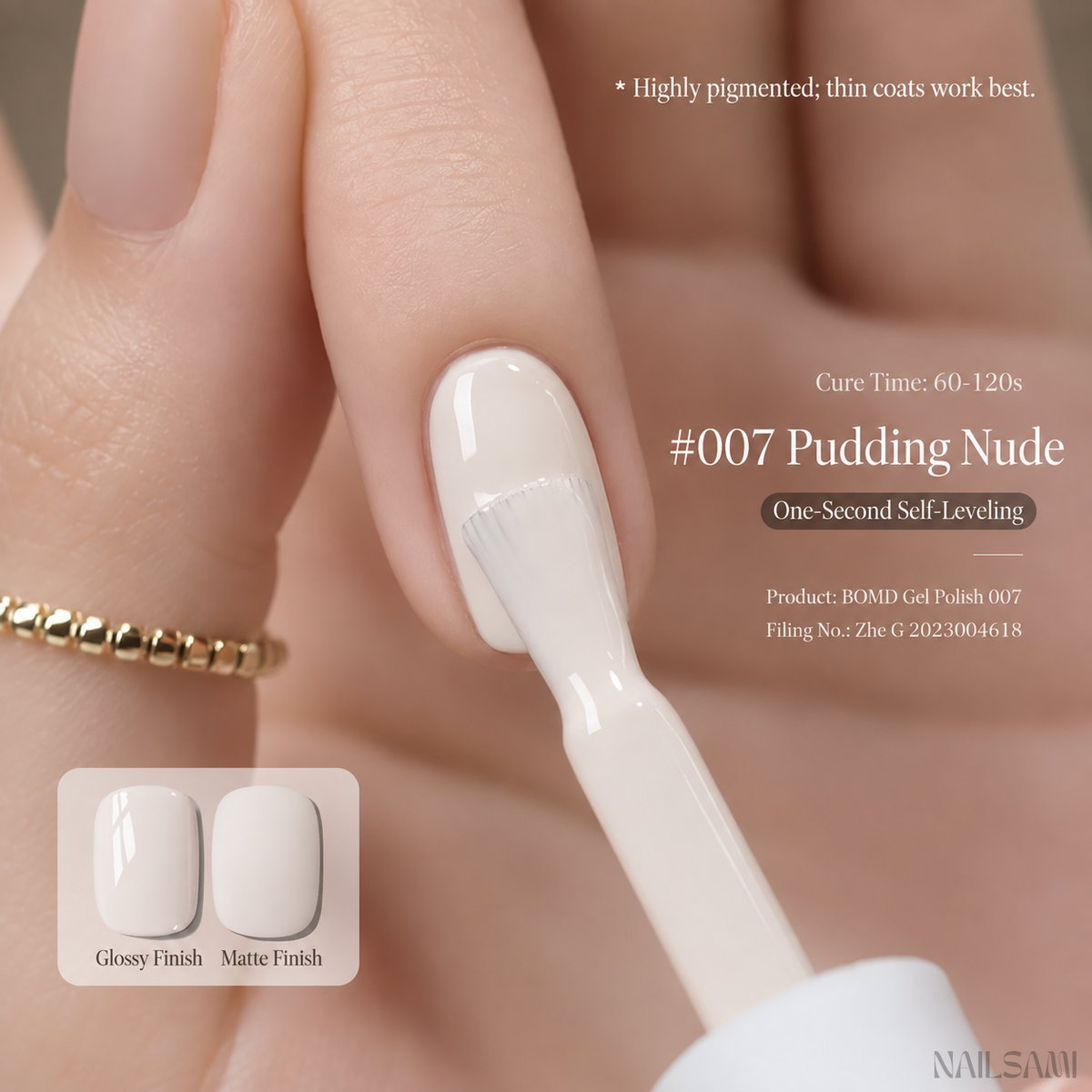 BOMD Colorist #007 Pudding Nude solid colour gel polish