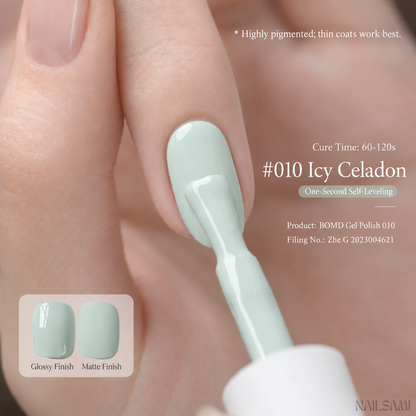 BOMD Colorist #010 Icy Celadon solid colour gel polish