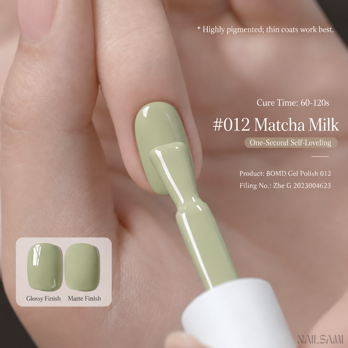 BOMD Colorist #012 Matcha Milk solid colour gel polish