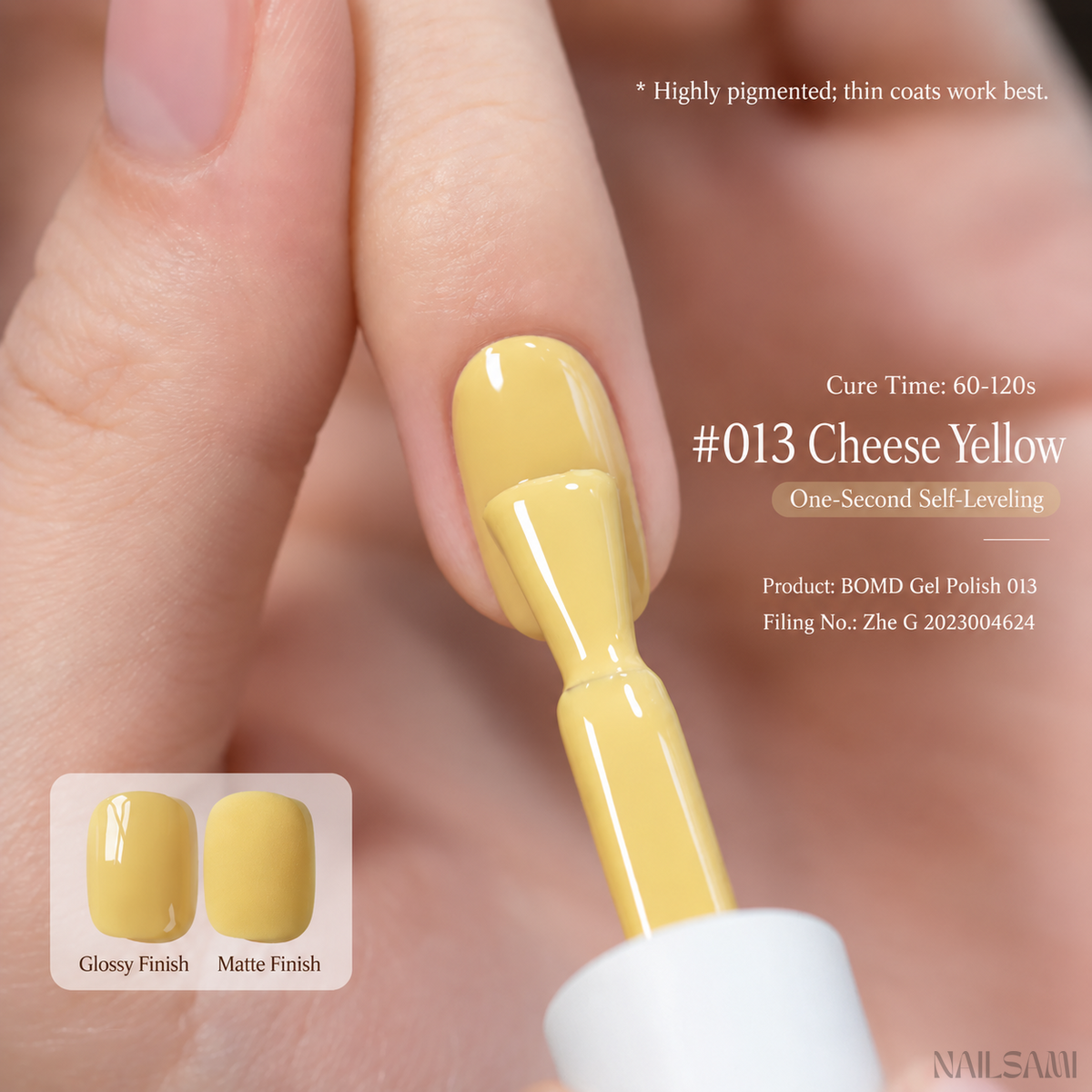 BOMD Colorist #013 Cheese Yellow solid colour gel polish