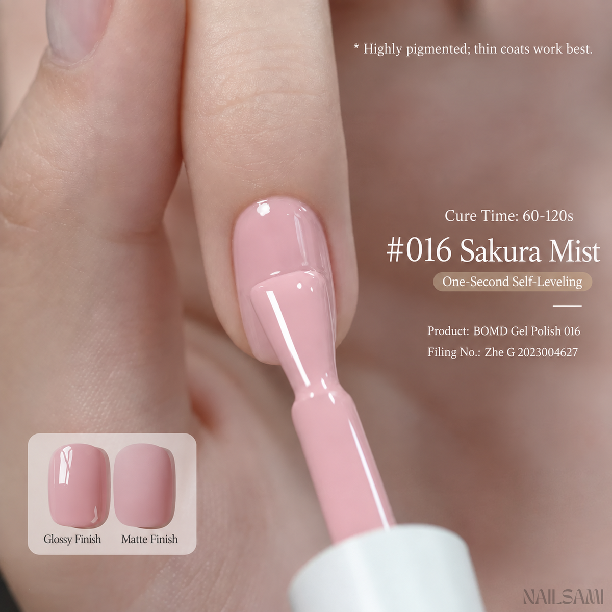 BOMD Colorist #016 Sakura Mist solid colour gel polish