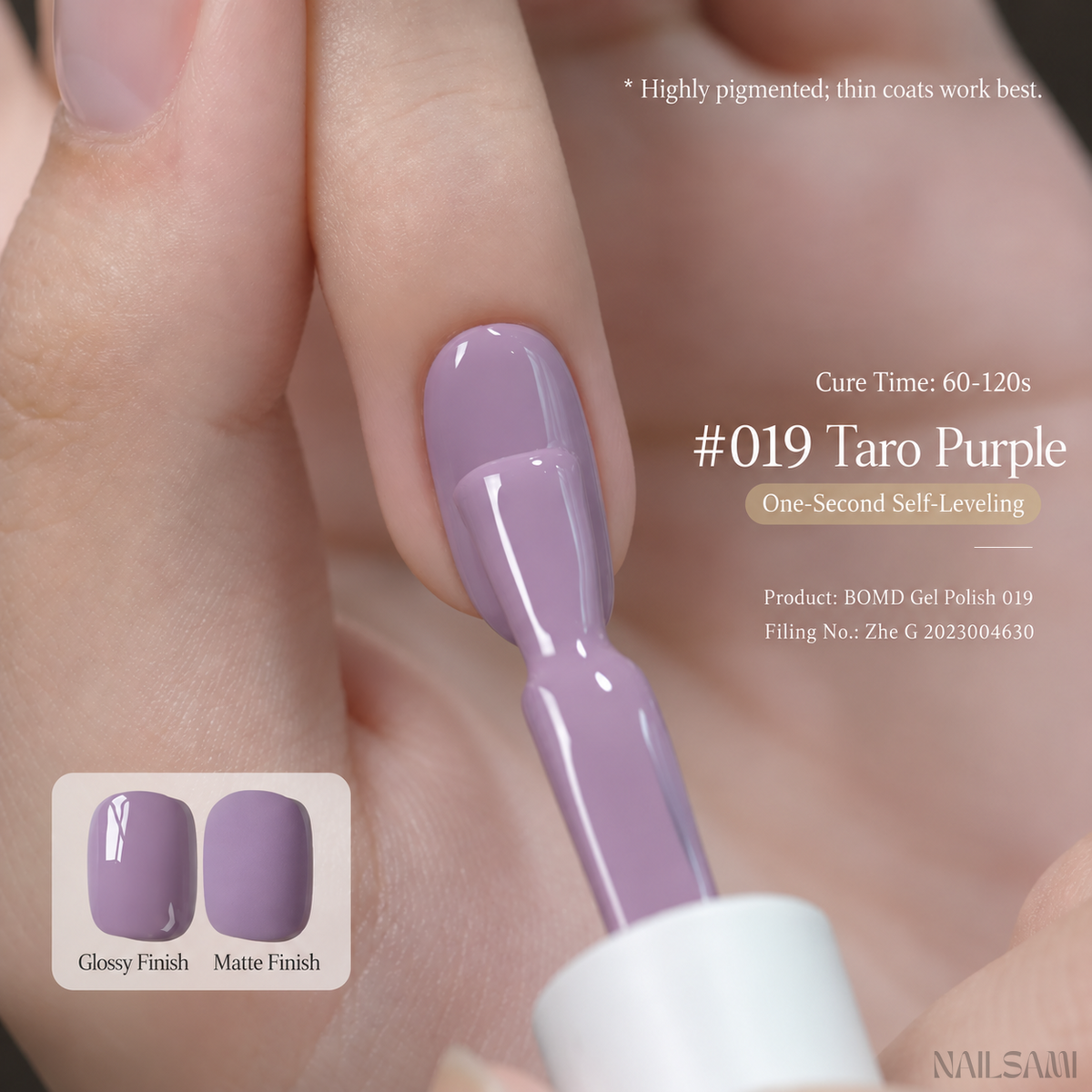 BOMD Colorist #019 Taro Purple solid colour gel polish