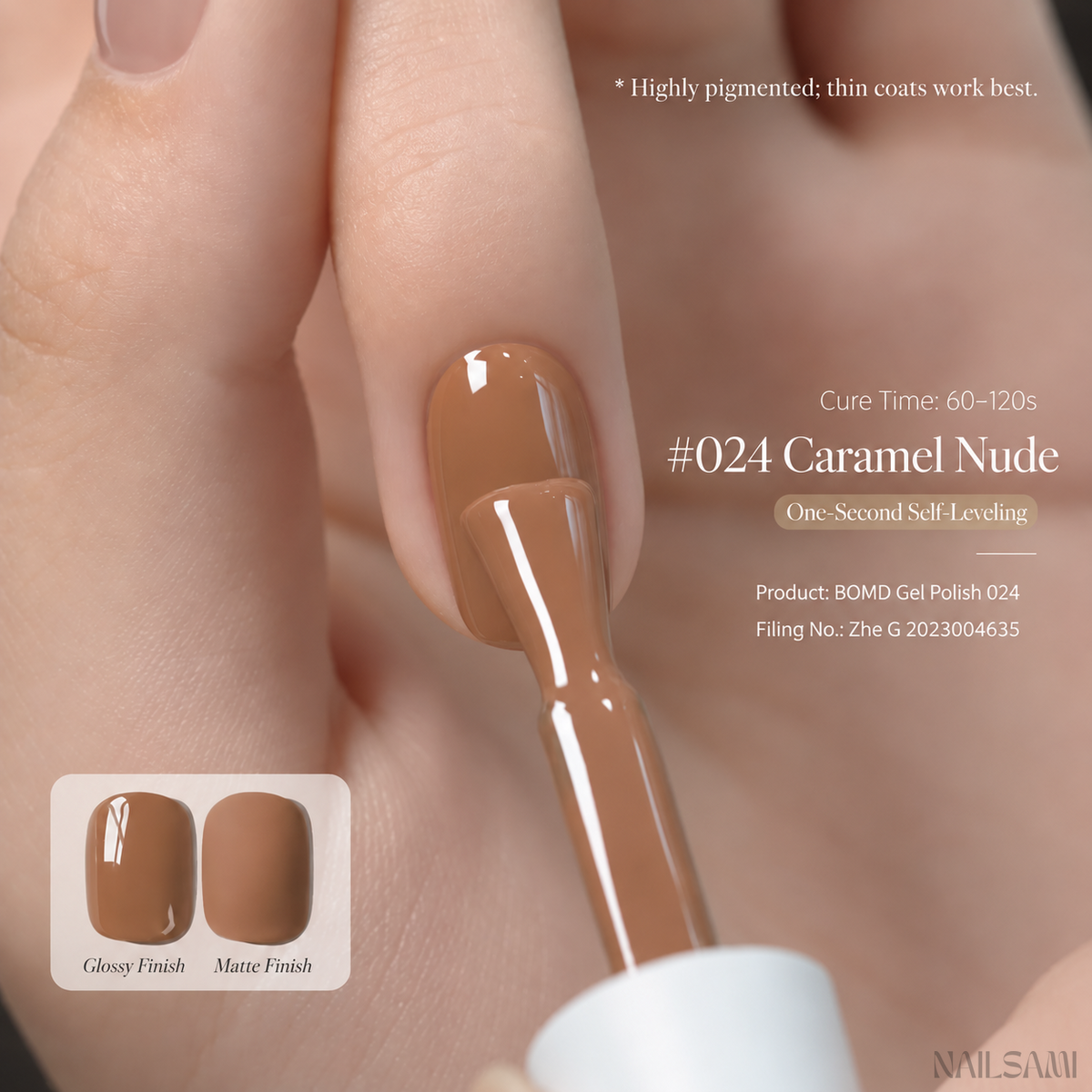 BOMD Colorist #024 Caramel Nude solid colour gel polish
