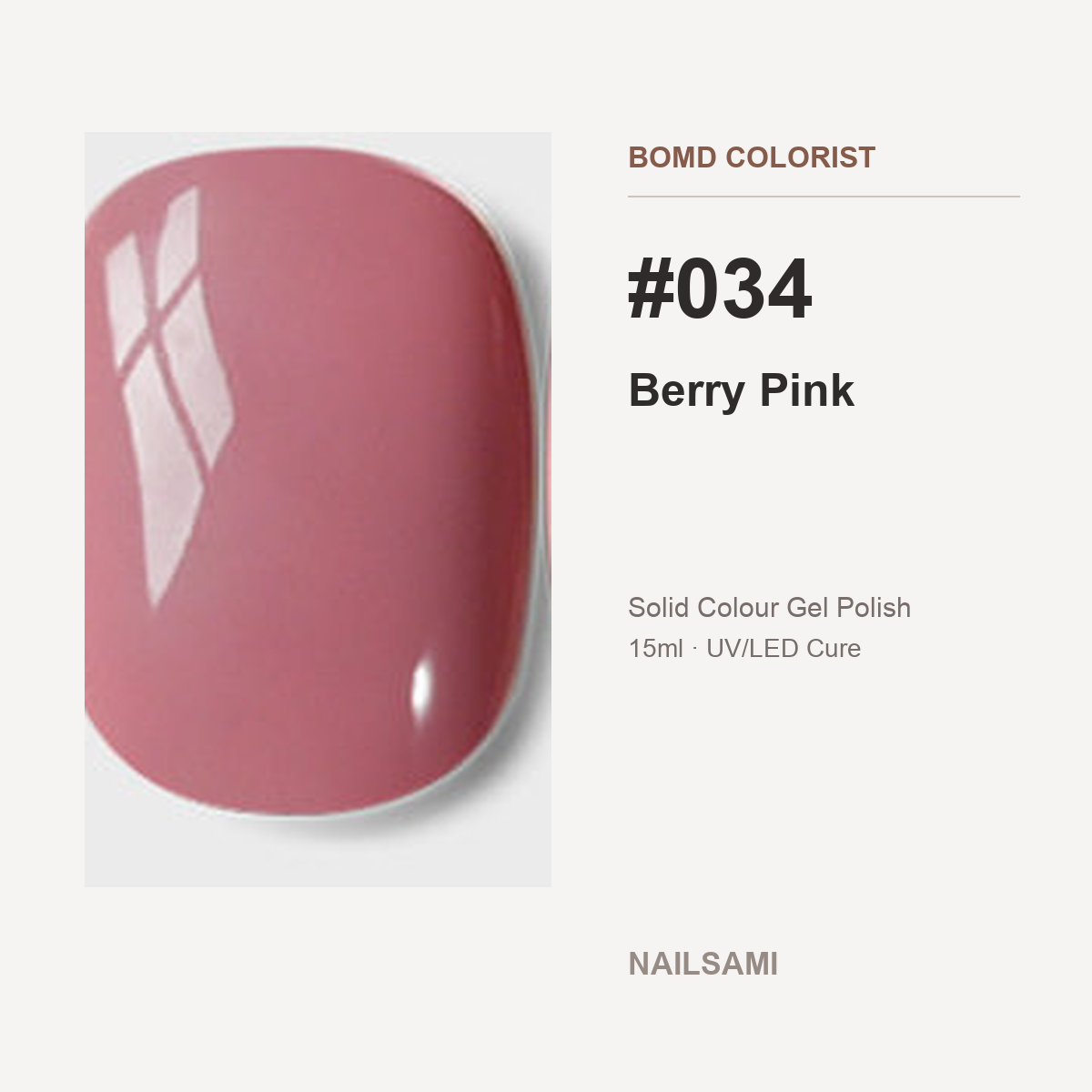 BOMD Colorist #034 Berry Pink solid colour gel polish swatch