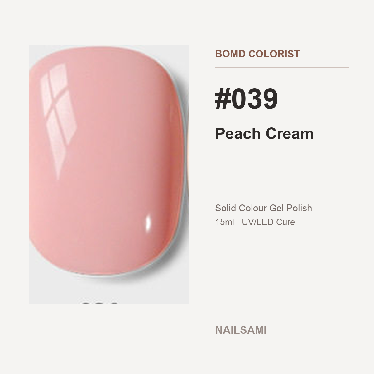 BOMD Colorist #039 Peach Cream solid colour gel polish swatch