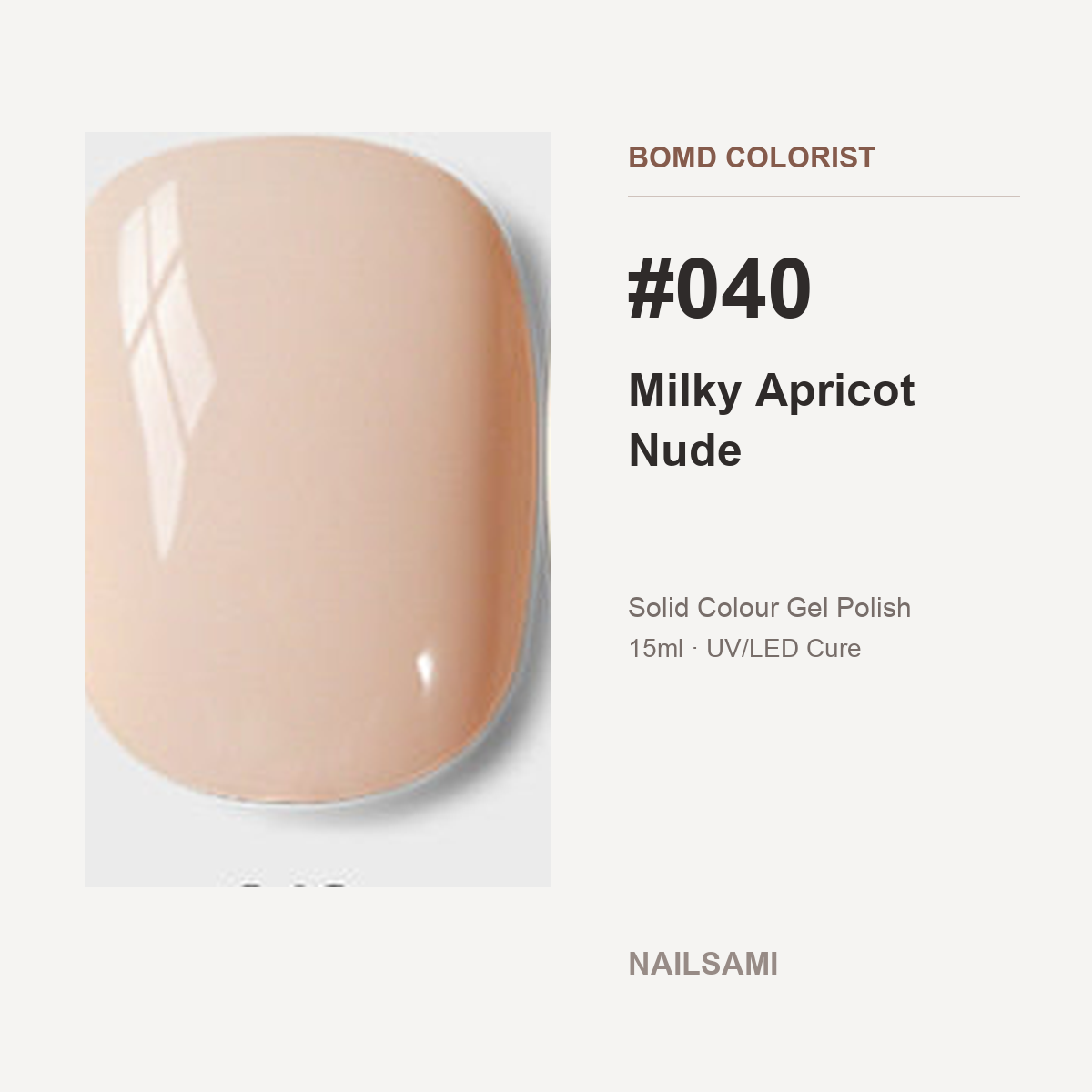 BOMD Colorist #040 Milky Apricot Nude solid colour gel polish swatch