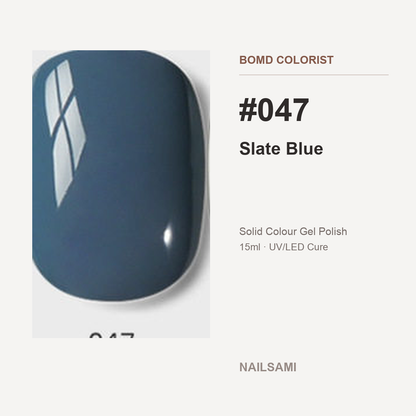BOMD Colorist #047 Slate Blue solid colour gel polish swatch