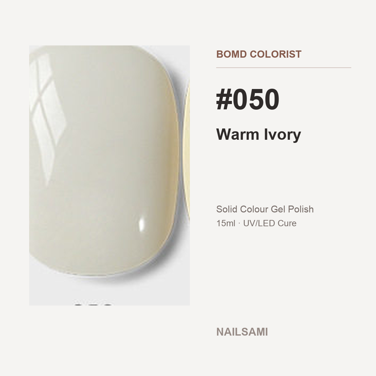 BOMD Colorist #050 Warm Ivory solid colour gel polish swatch