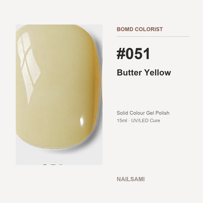 BOMD Colorist #051 Butter Yellow solid colour gel polish swatch