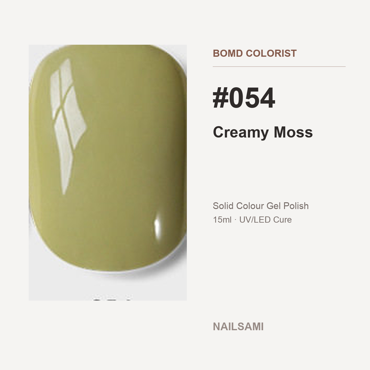 BOMD Colorist #054 Creamy Moss solid colour gel polish swatch