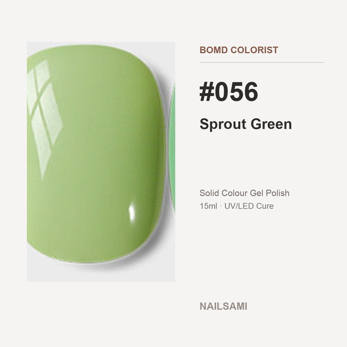 BOMD Colorist #056 Sprout Green solid colour gel polish swatch