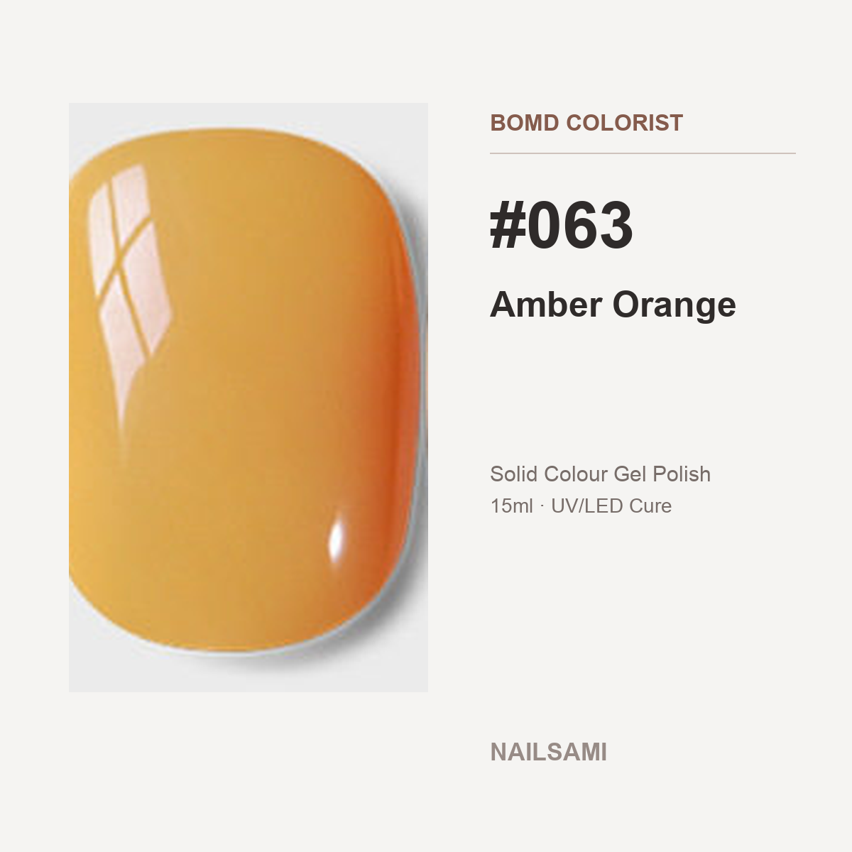 BOMD Colorist #063 Amber Orange solid colour gel polish swatch