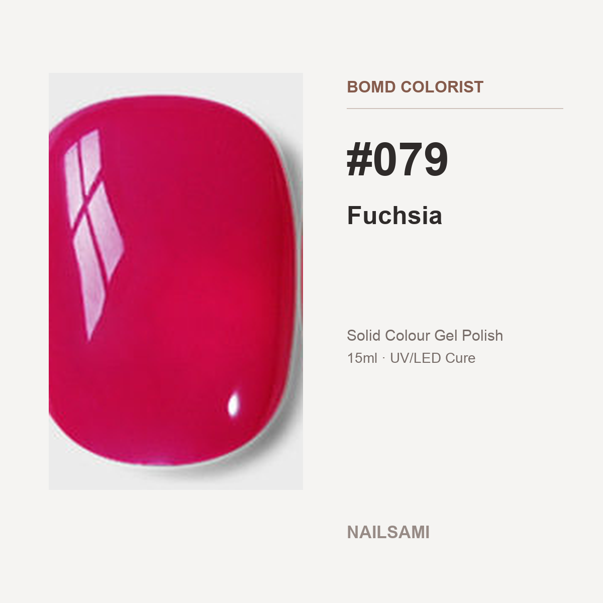 BOMD Colorist #079 Fuchsia solid colour gel polish swatch