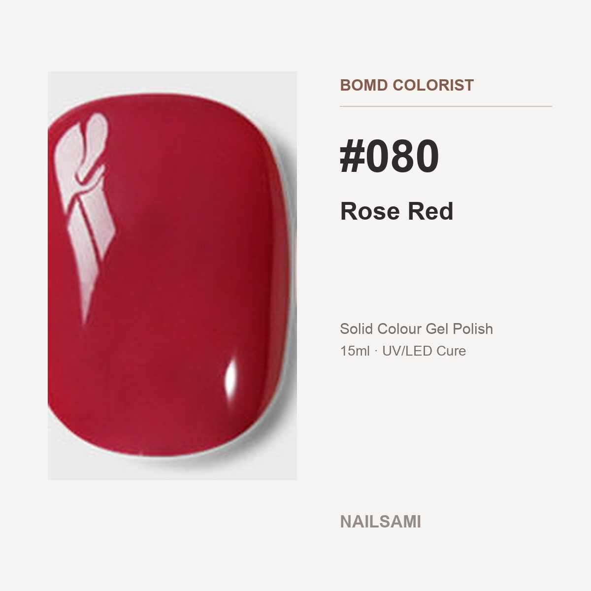 BOMD Colorist #080 Rose Red solid colour gel polish swatch