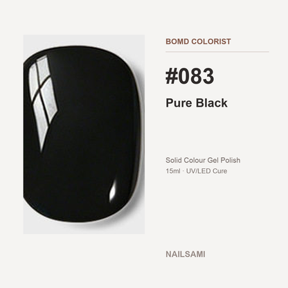 BOMD Colorist #083 Pure Black solid colour gel polish swatch