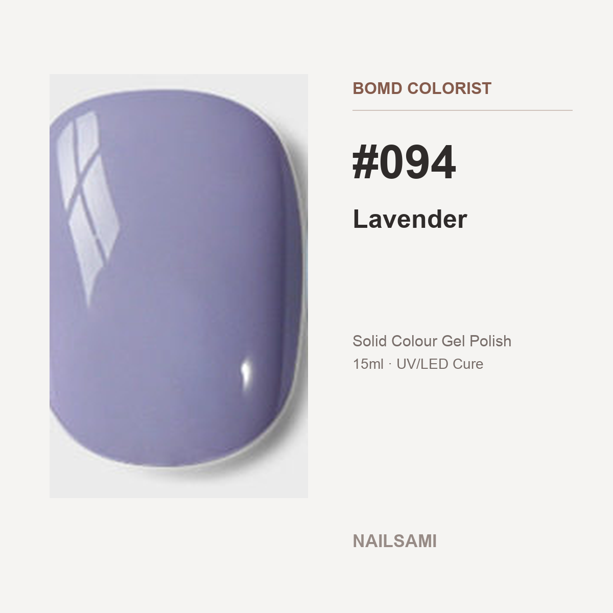 BOMD Colorist #094 Lavender solid colour gel polish swatch