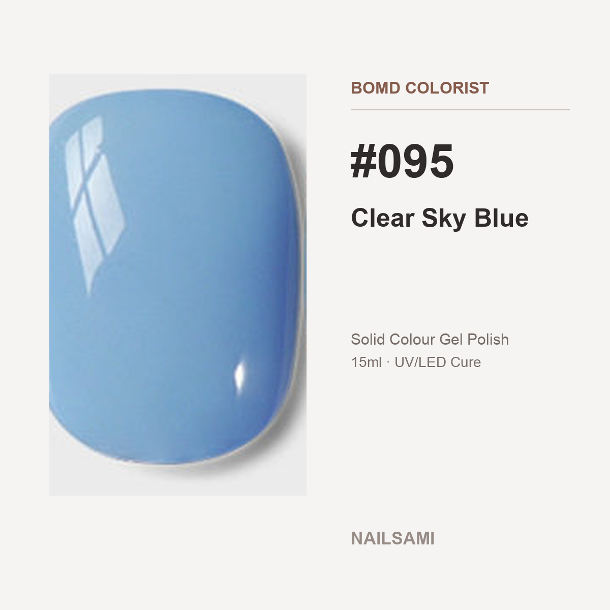 BOMD Colorist #095 Clear Sky Blue solid colour gel polish swatch