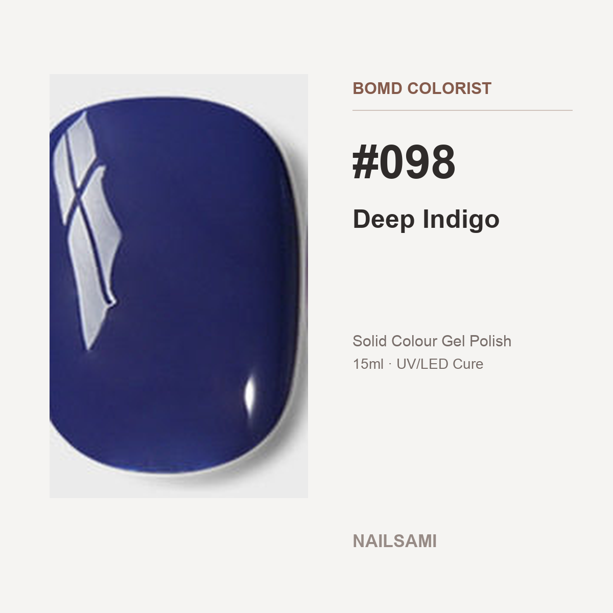 BOMD Colorist #098 Deep Indigo solid colour gel polish swatch