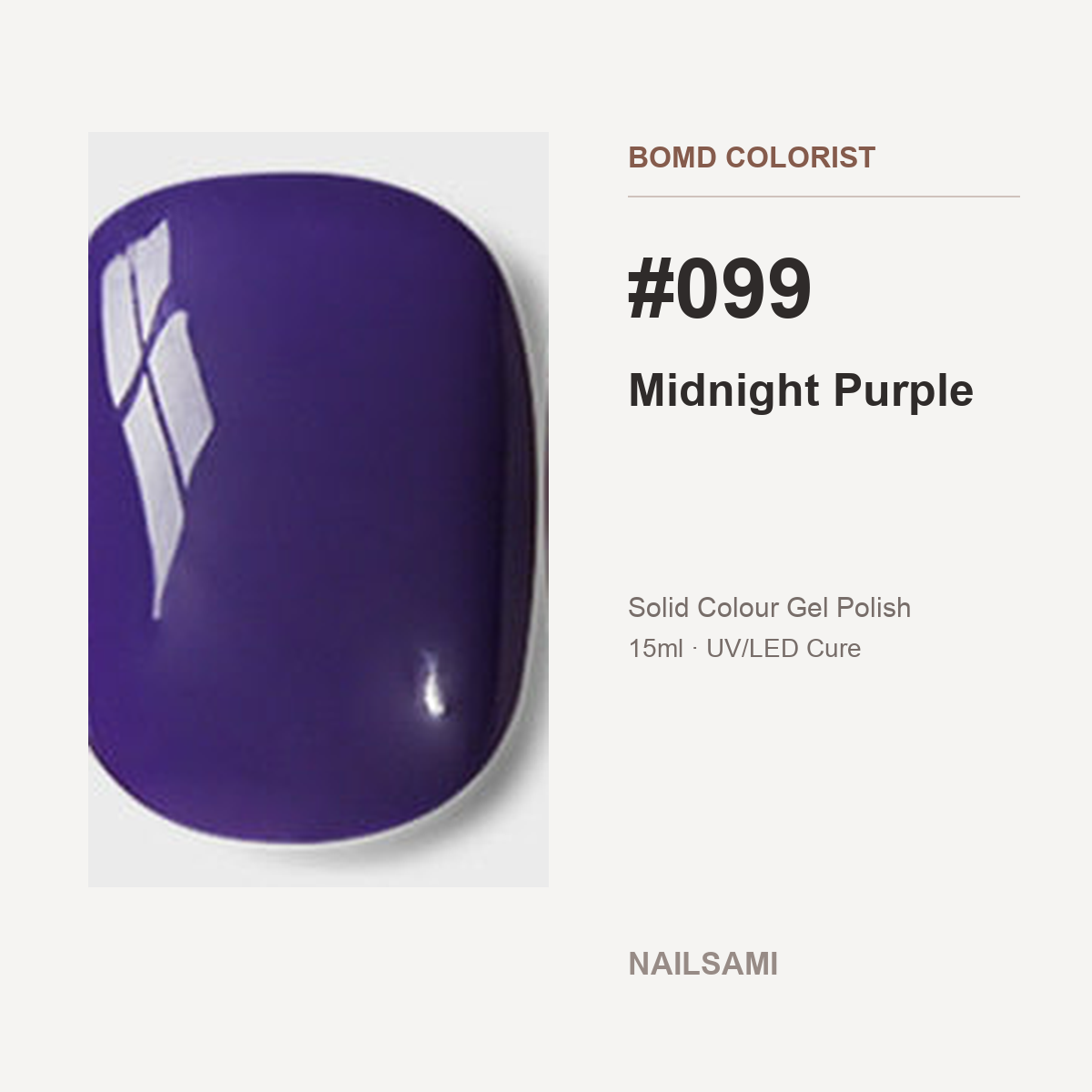 BOMD Colorist #099 Midnight Purple solid colour gel polish swatch