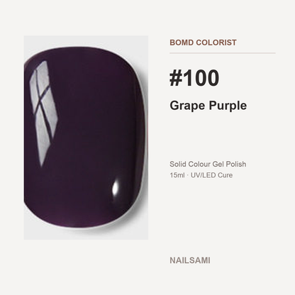 BOMD Colorist #100 Grape Purple solid colour gel polish swatch
