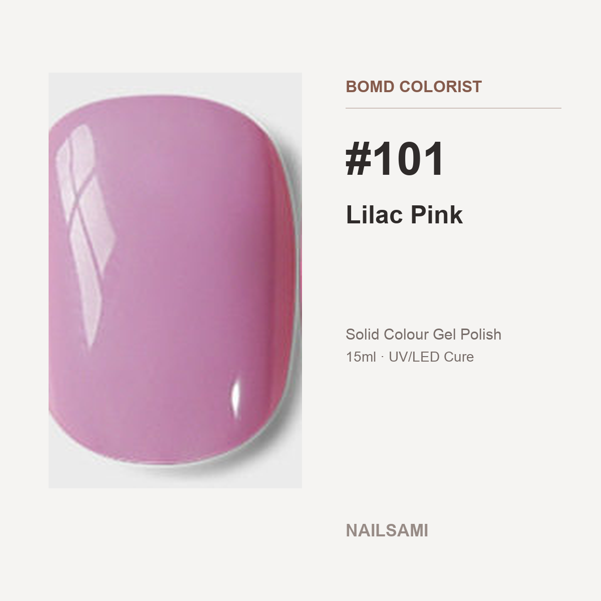 BOMD Colorist #101 Lilac Pink solid colour gel polish swatch