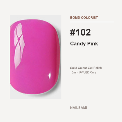 BOMD Colorist #102 Candy Pink solid colour gel polish swatch