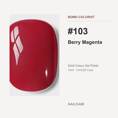BOMD Colorist #103 Berry Magenta solid colour gel polish swatch