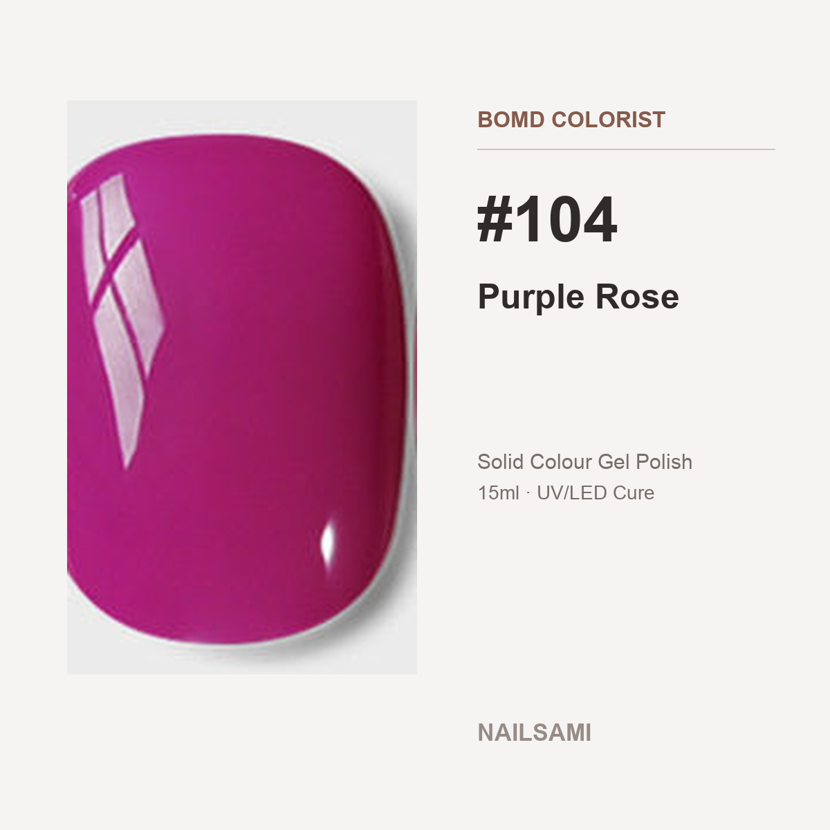 BOMD Colorist #104 Purple Rose solid colour gel polish swatch