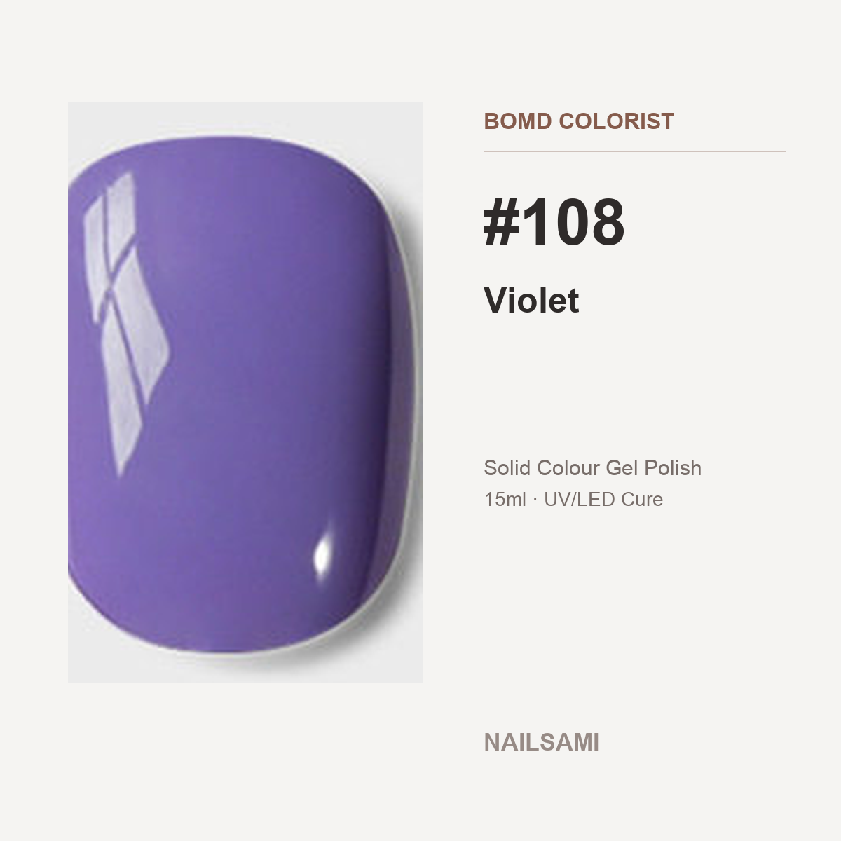 BOMD Colorist #108 Violet solid colour gel polish swatch