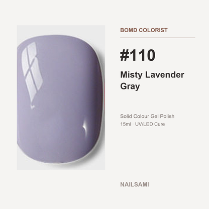 BOMD Colorist #110 Misty Lavender Gray solid colour gel polish swatch
