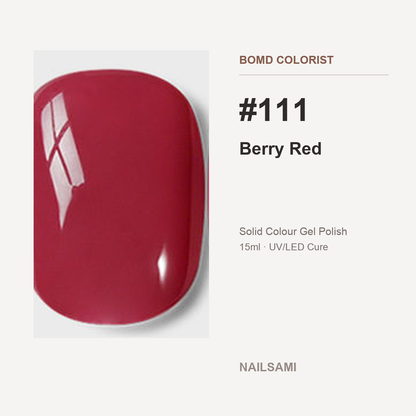 BOMD Colorist #111 Berry Red solid colour gel polish swatch
